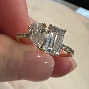 Double stone gold plated women’s ring